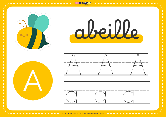 carte alphabet maternelle lettre A à imprimer
