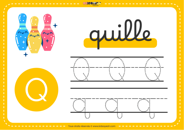 carte alphabet maternelle lettre Q à imprimer