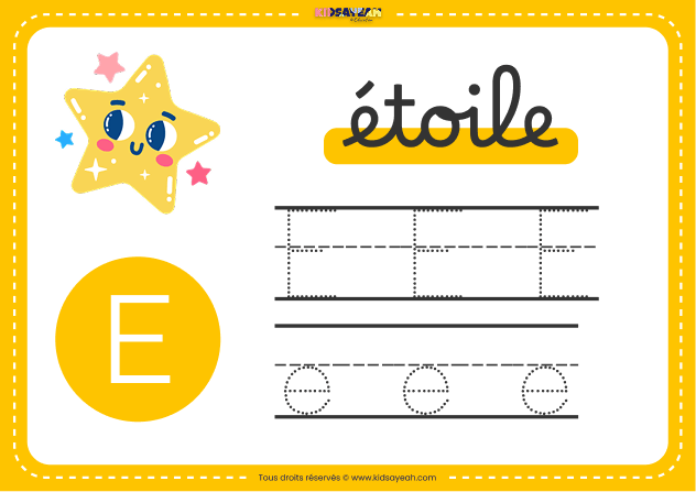 carte alphabet maternelle lettre E à imprimer