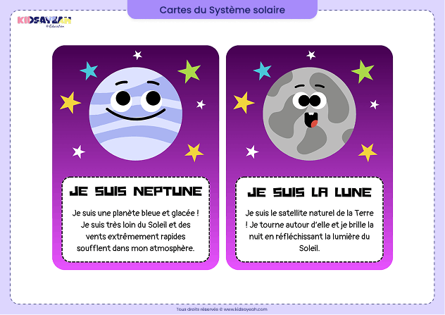 cartes de Neptune et de la Lune à imprimer