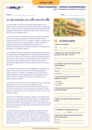 texte documentaire CM2 Cité interdite Pékin à imprimer