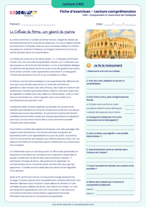 texte documentaire CM2 Colisée de Rome à imprimer