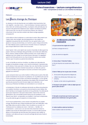 lecture documentaire CM2 Día de Muertos Mexique à imprimer