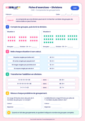 exercice division CM2 groupements à imprimer