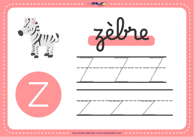 carte alphabet maternelle lettre Z à imprimer