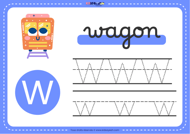 carte alphabet maternelle lettre W à imprimer