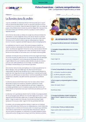 fiche implicite CM2 lecture compréhension à imprimer
