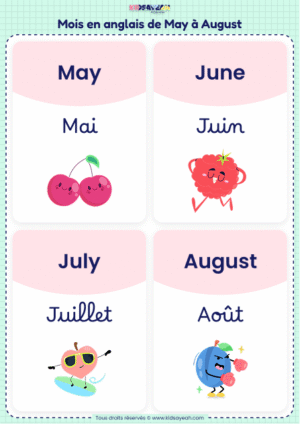 mois en anglais de May à August