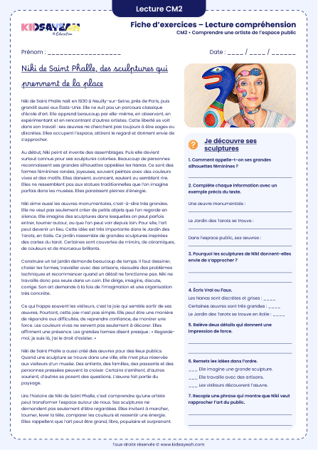 lecture documentaire CM2 Niki de Saint Phalle à imprimer