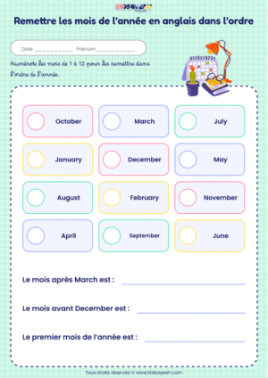 remettre les mois de l’année en anglais dans l’ordre