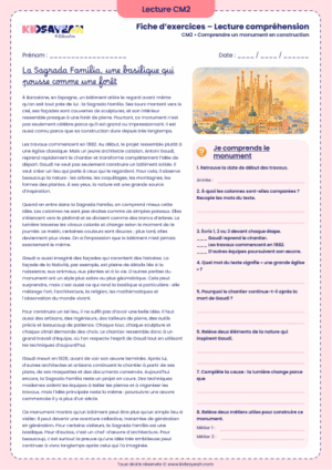 texte documentaire CM2 Sagrada Família à imprimer