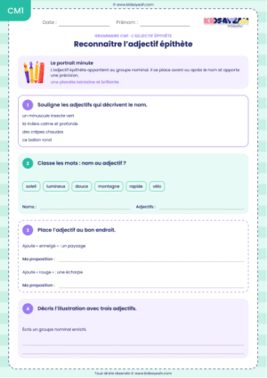 adjectif épithète CM1 exercices