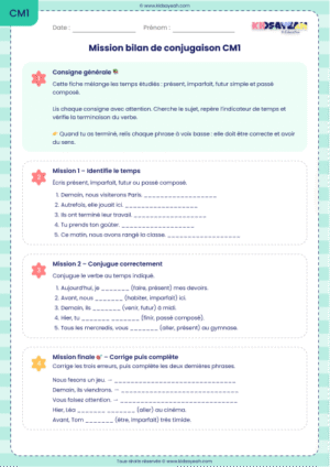 bilan de conjugaison CM1
