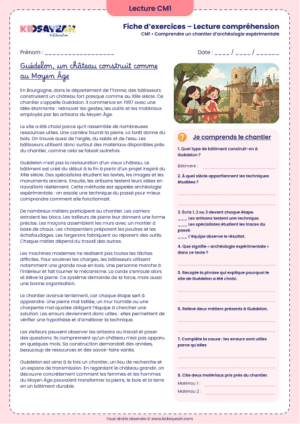 château de Guédelon texte documentaire CM1