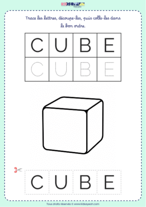 Coller les lettres CUBE – Activité PS
