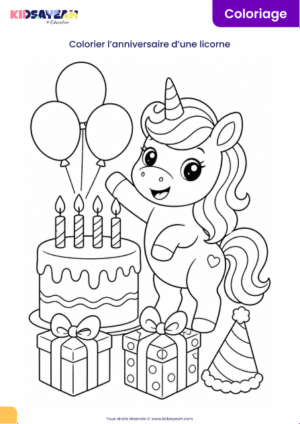 coloriage anniversaire licorne à imprimer