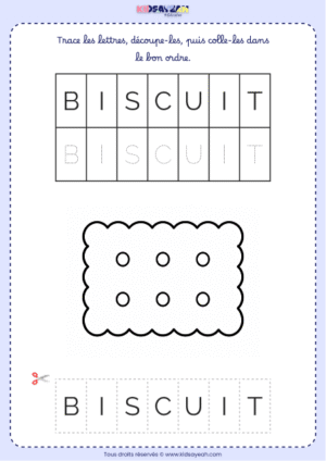 Composer le mot BISCUIT – Grande section