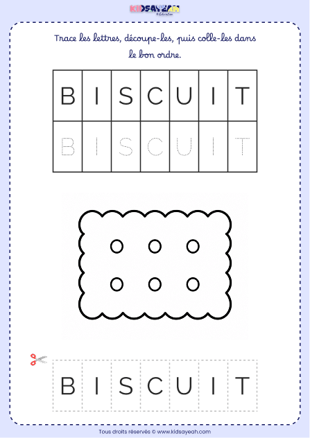 Composer le mot BISCUIT – Grande section