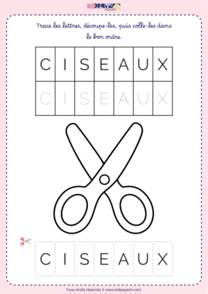 Écrire le mot CISEAUX – Activité GS