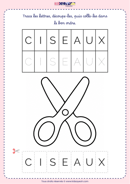 Écrire le mot CISEAUX – Activité GS