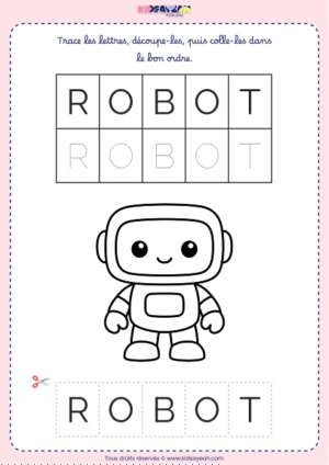 Écrire le mot ROBOT – Moyenne section