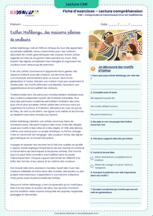 Esther Mahlangu et l’art ndébélé lecture CM1