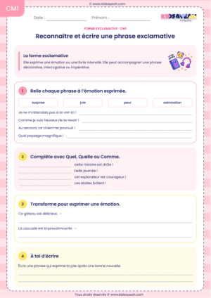 exercices sur la phrase exclamative CM1