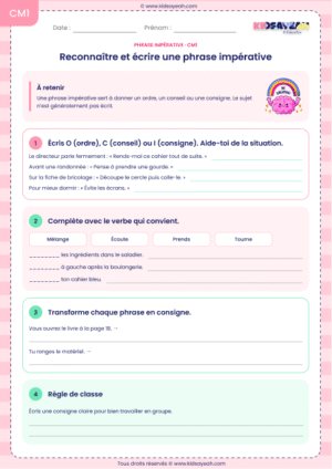 exercices sur la phrase impérative CM1