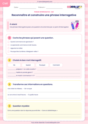 exercices sur la phrase interrogative CM1