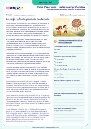 fête des cerfs-volants au Guatemala texte CM1