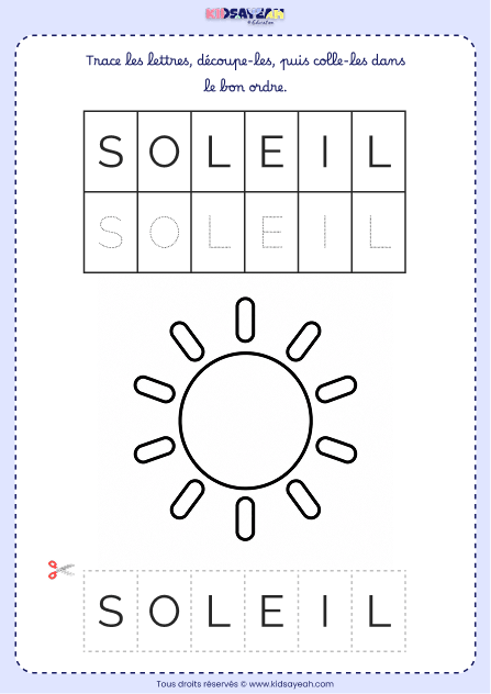 Fiche écriture SOLEIL – Grande section