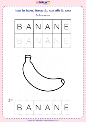 Fiche mot BANANE – Écriture MS