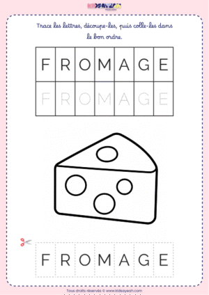 Fiche mot FROMAGE – Écriture GS