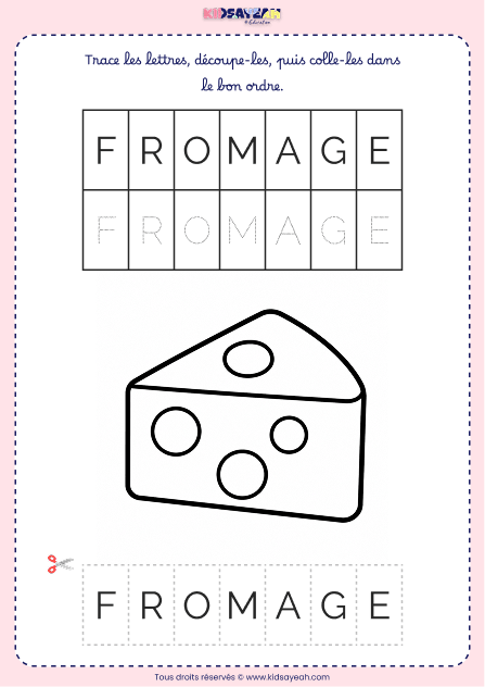 Fiche mot FROMAGE – Écriture GS