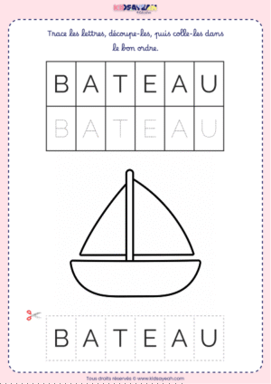 Former le mot BATEAU – Activité GS