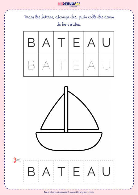 Former le mot BATEAU – Activité GS