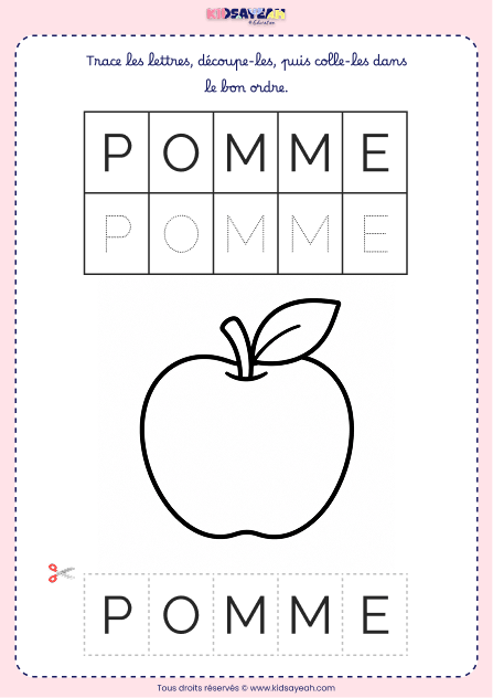 Former le mot POMME – Activité MS
