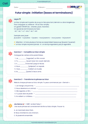 futur simple des verbes en er CM1