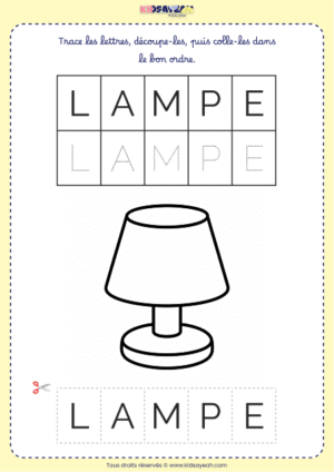 Jeu de lettres LAMPE – Activité MS