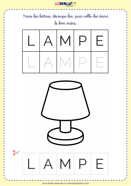 Jeu de lettres LAMPE – Activité MS