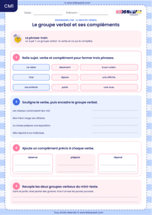 le groupe verbal CM1 exercices