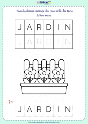 Lettres à découper JARDIN – Fiche GS