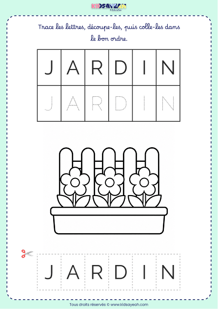 Lettres à découper JARDIN – Fiche GS