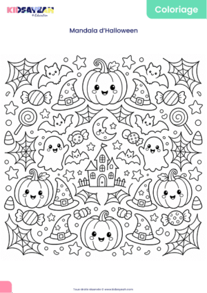 Mandala Halloween à colorier pour enfants