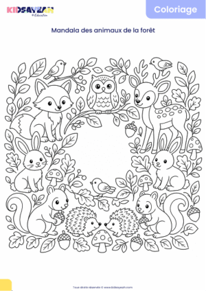 Mandala animaux de la forêt à colorier pour enfants