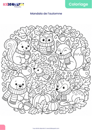 Mandala automne à colorier pour enfants