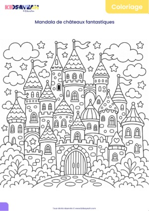 Mandala châteaux fantastiques à colorier