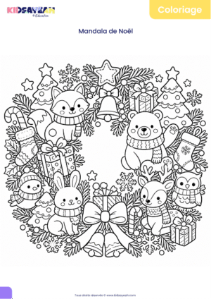 Mandala de Noël à colorier pour enfants