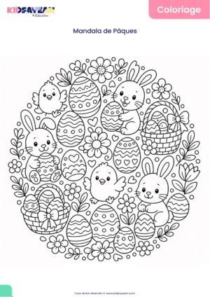 Mandala de Pâques à colorier pour enfants
