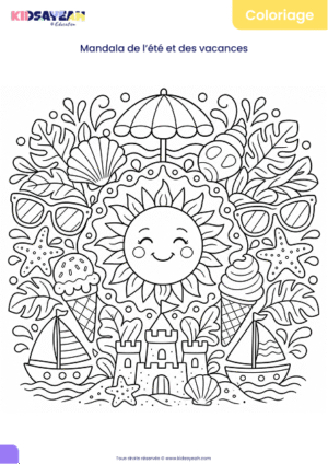 Mandala été et vacances à colorier pour enfants